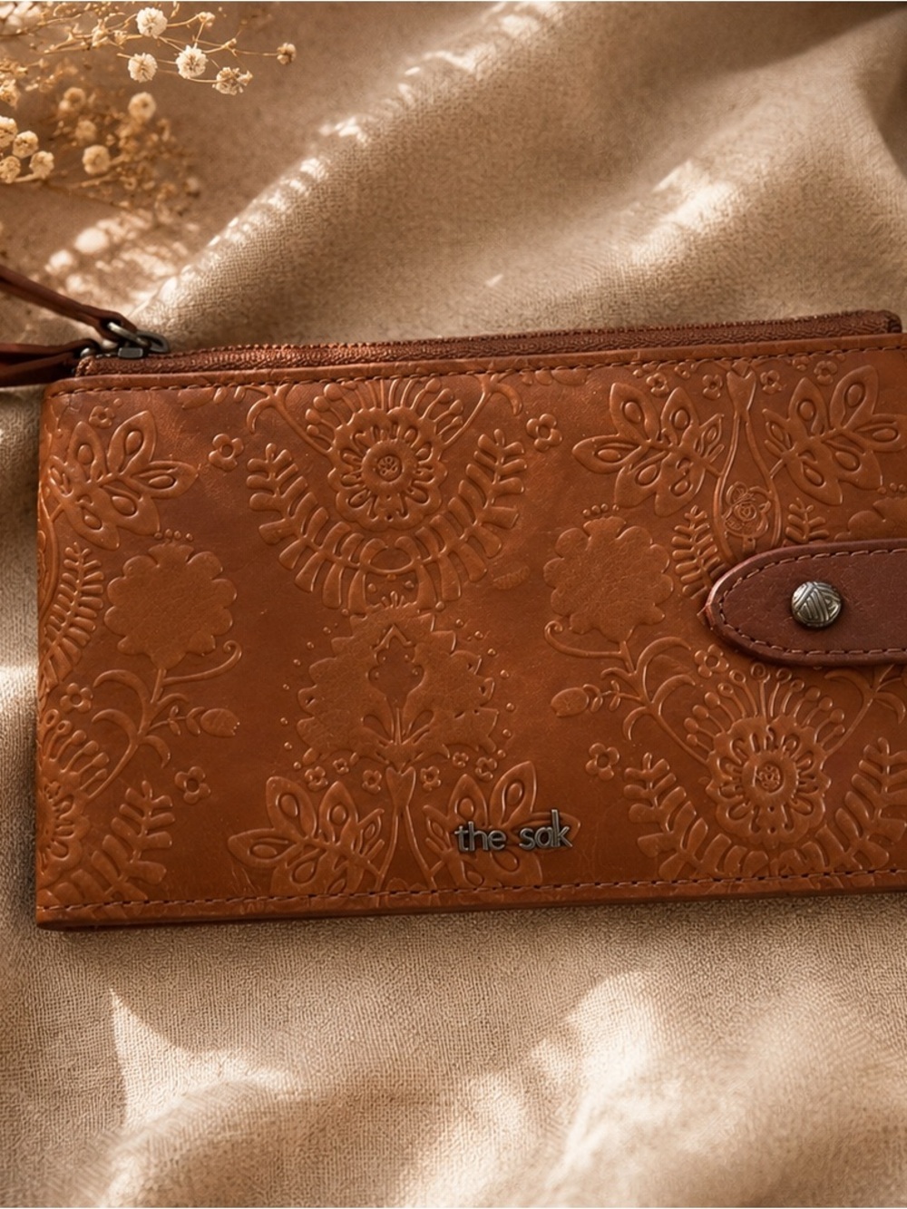 The Sak Embossed Floral Leather Wallet - Brown